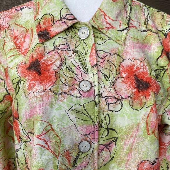 Christopher & Banks size M women's Floral blazer Spring Summer button jacket - Picture 5 of 14